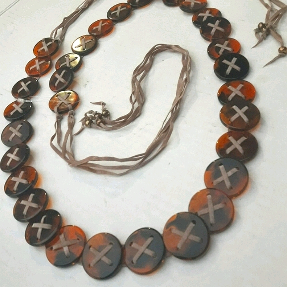 Chain Belt Tortoise Shell Buttons Retro Vintage - Picture 12 of 14